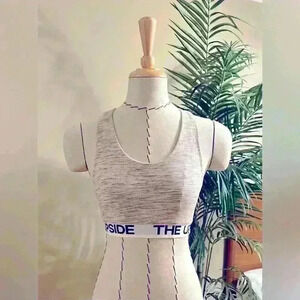 The Upside Racerback Sports or Lounge Bra - Heather Beige, | Size 6 | Logo Band